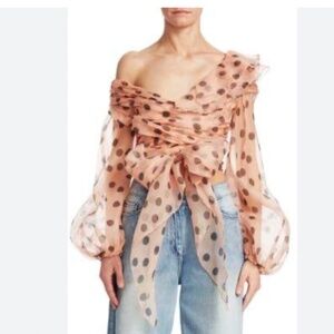 Johanna Ortiz Silk polka dot ruffled Crop Top size 0